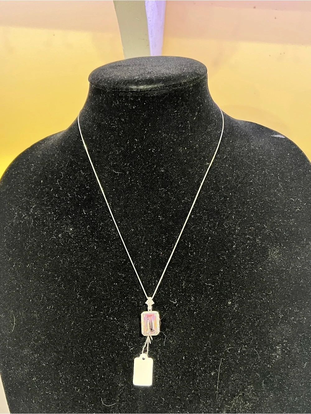 Sterling Silver Ametrine Halo Pendant Necklace - Purple Gradient